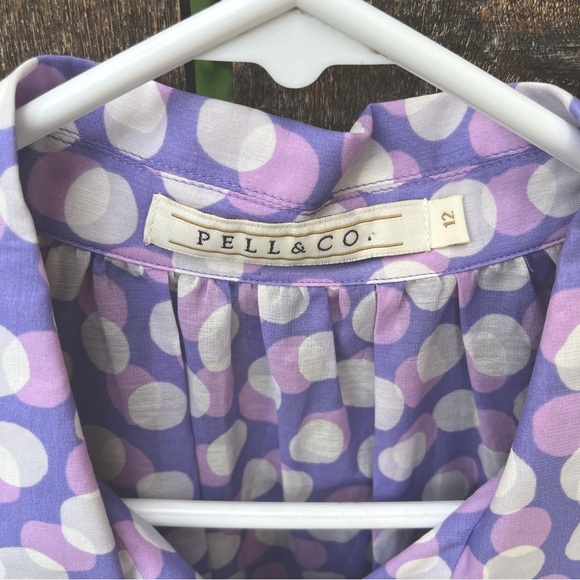 Pell & Co Purple & White Polka Dot Sleeveless Button Down Tunic Top NWT Sz 12 - Picture 3 of 14